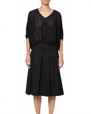 NEW ATELIER DELPHINE flared random pleats tee in black
